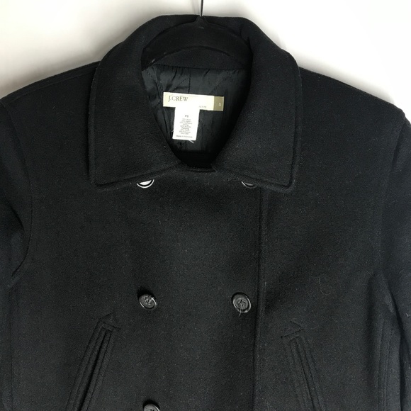 J. Crew Double Breasted Black Wool Blend Peacoat - Picture 7 of 8